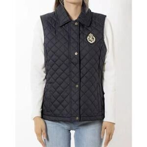 Lauren Ralph Lauren Crest-Patch Diamond Quilted Vest Olive Green Size XL NWT